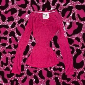 2010s L.e.i Hot pink long sleeve top